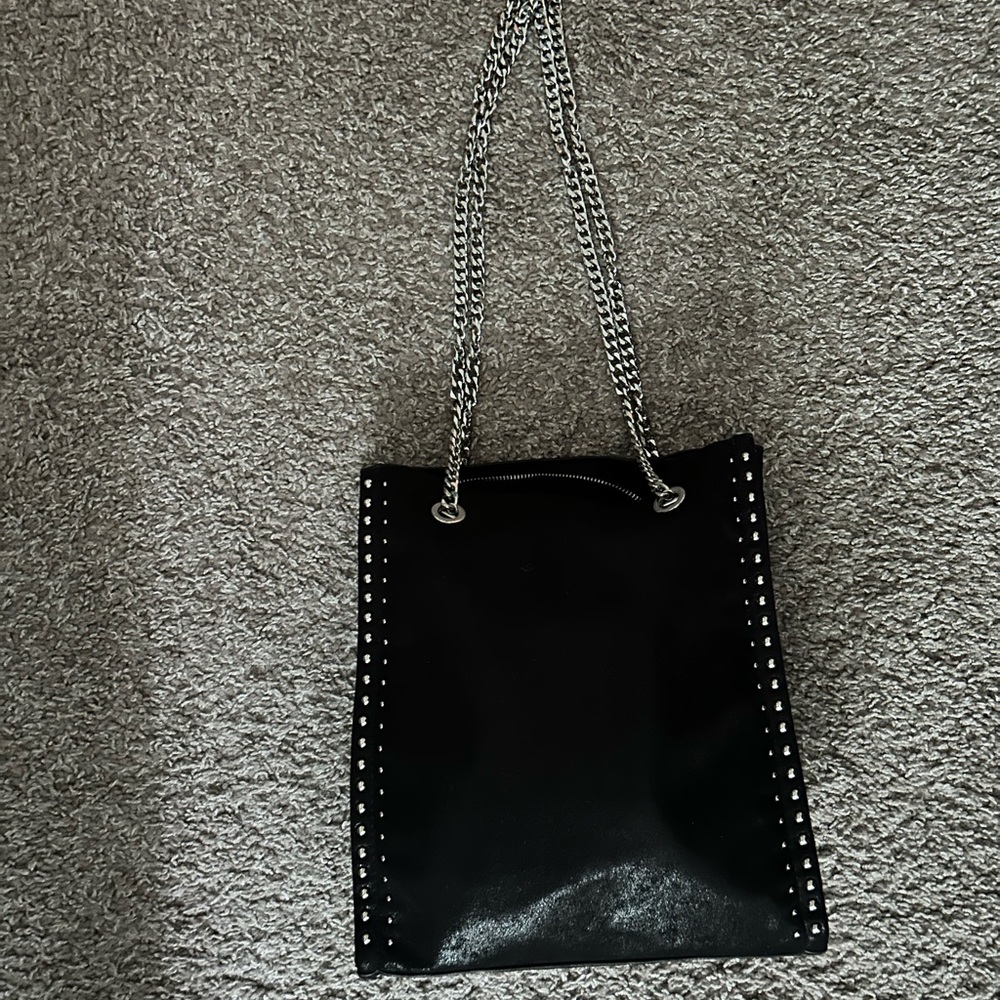 ZARA Black Studded Chain Strap Tote Bag